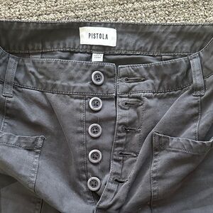 Pistola Charcoal Button-Front Trousers